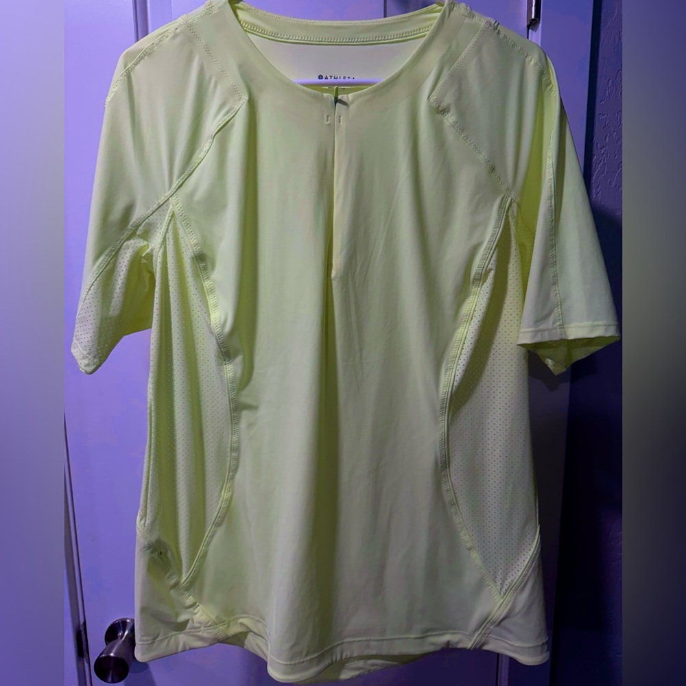 Athleta Lime Green / Citrus Rash Guard/ Swim Shirt